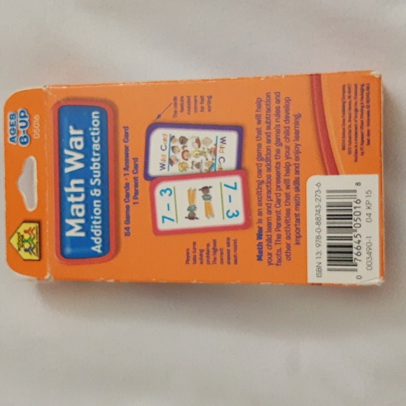 School Zone Math War Addition and Subtraction Card Game Flash Cards COMPLETE - Picture 2 of 13